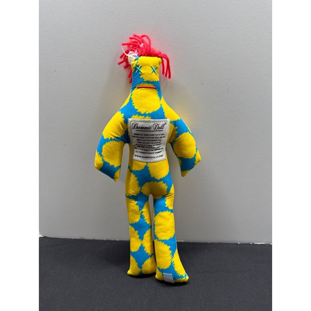 Dammit Doll Stress Flawed Relief Plush With Red Hair & Yellow/Blue Pattern 12" P